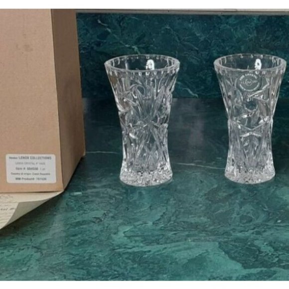 Lenox Fine Crystal Star Vase 4" Made in Czech Republic-New in Box Lot of 2 - Picture 2 of 11